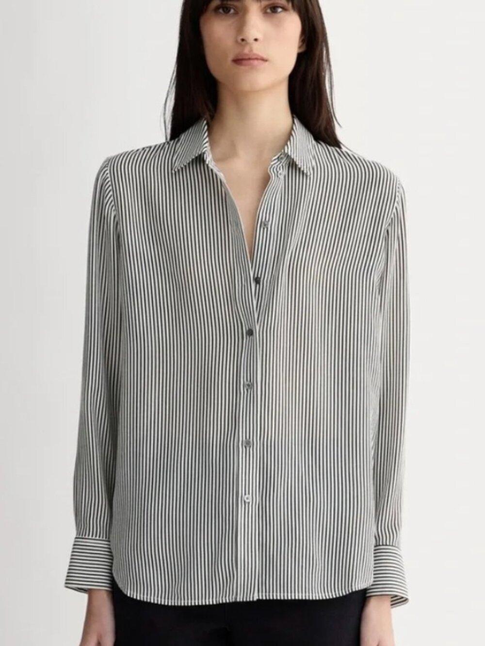 Everlane Silk Stripe Button Down Shirt Must Have White Black Size 4